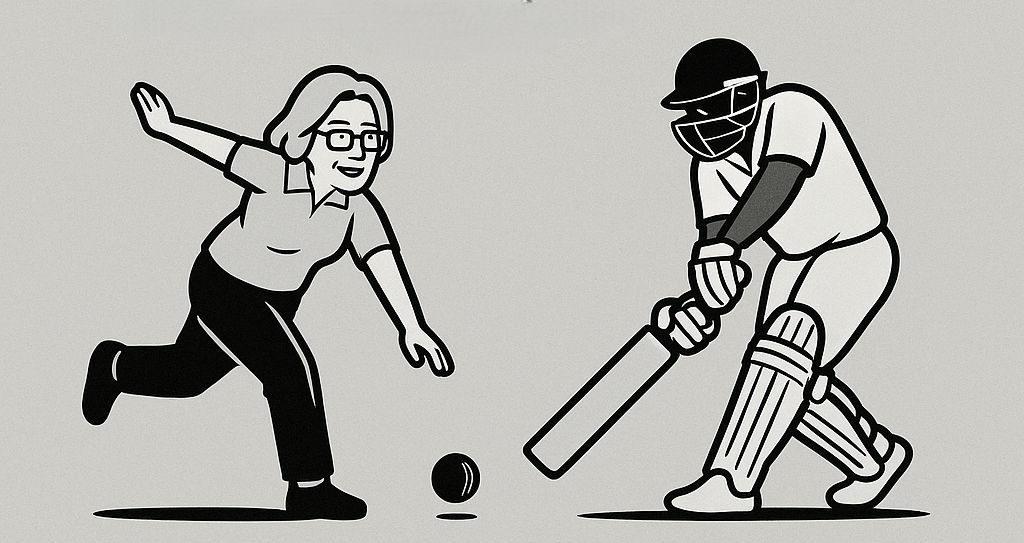 Image showing a cricket bowler and batter